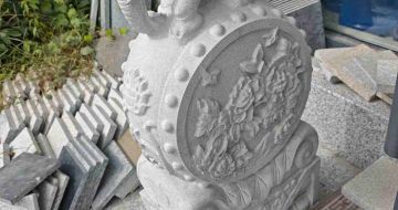 云浮芝麻白抱鼓石 庭院抱鼓石