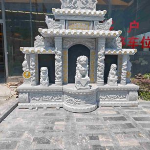 云浮芝麻白中国黑石材套墓 花岗岩墓碑