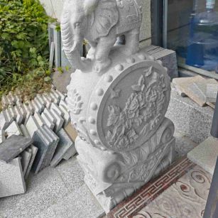 云浮芝麻白抱鼓石 庭院抱鼓石